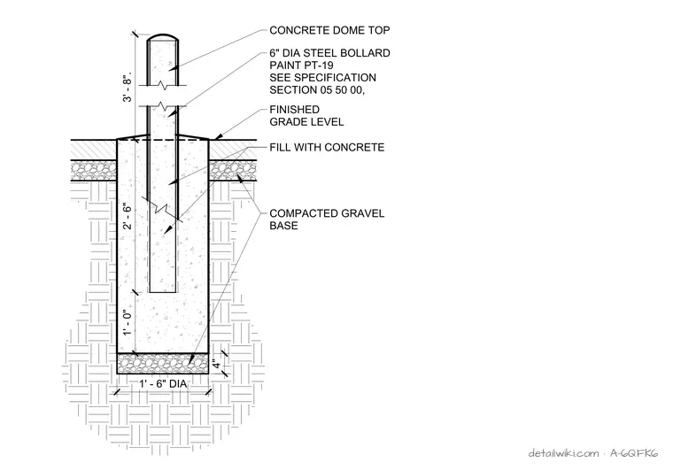 A-6QFK6 — Section Detail: Sleeved Bollard