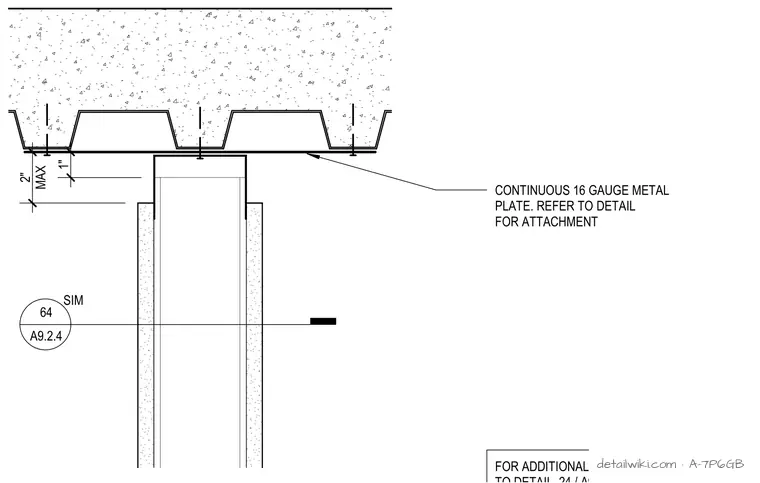 A-7P6GB — Parallel To Steel Deck Flutes At Metal Stud Wall And Metal Deck W/O Acoustical Insulation