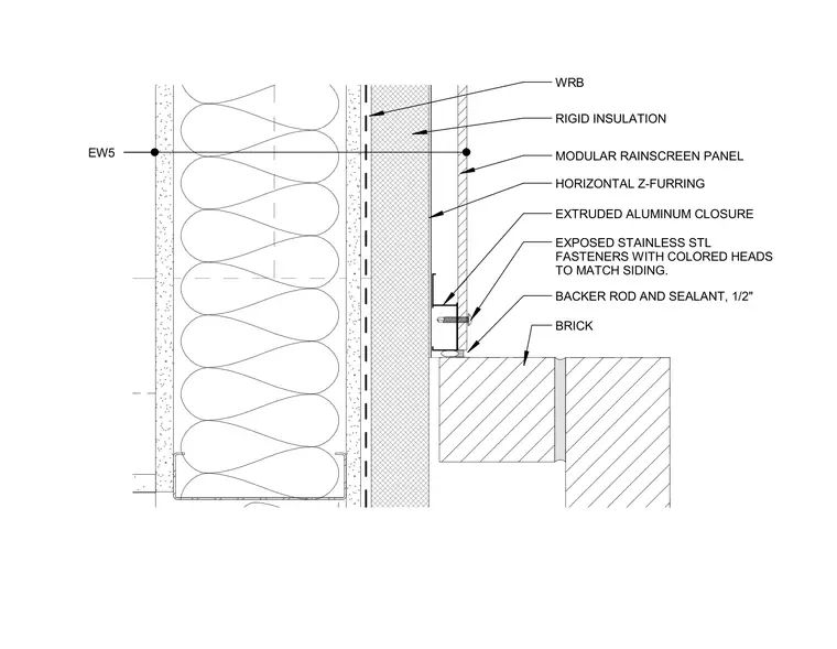 Brick and Modular Rainscreen Transition - Plan — DetailWiki A-CXTDG