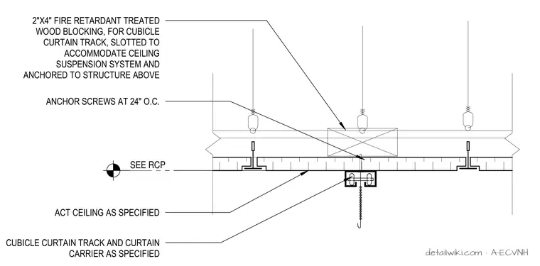 A-ECVNH — Cubicle Curtain Track At Act Ceiling
