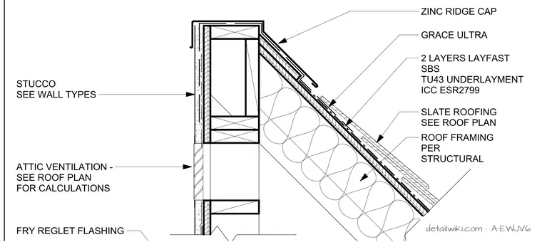 A-EWJV6 — Roof-Slate(Alt. Roof Fin. Opt.) - Parapet Ridge Detail