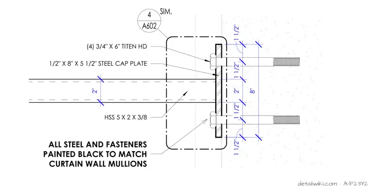 A-F23Y2 — Steel Connection @ Wall - Elevation