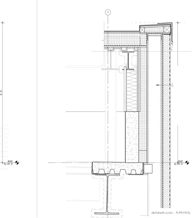 A-MV9V6 — Elevator Doghouse Roof Detail And Parapet At Eifs