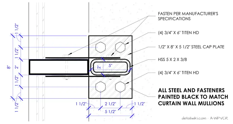 A-WPVCR — Curtain Wall Mullion Connection Detail