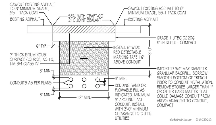 E-GCE6Q — Trench Detail-Roadway Restoration