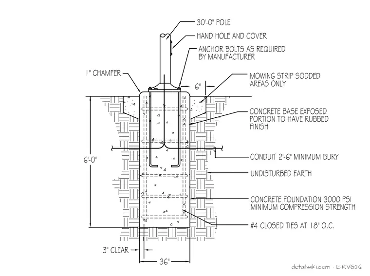 E-RVG26 — Area Lighting Pole For 30' Pole Detail