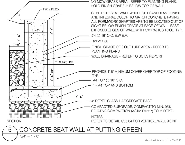L-V87RR — Concrete Seat Wall At Putting Green
