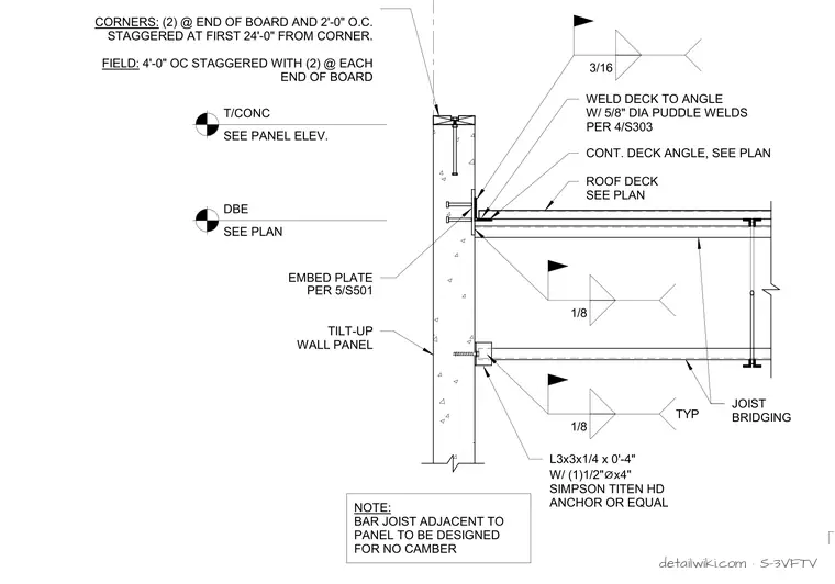 S-3VFTV — Deck Attachment To Tilt-Up Panel W/ Parapet