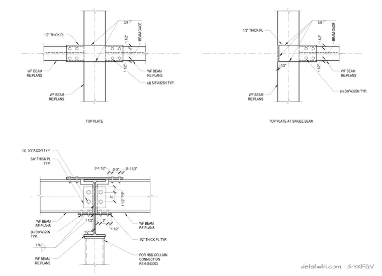 S-3XFGV — Wide Flange Beam To Beam Moment Connection
