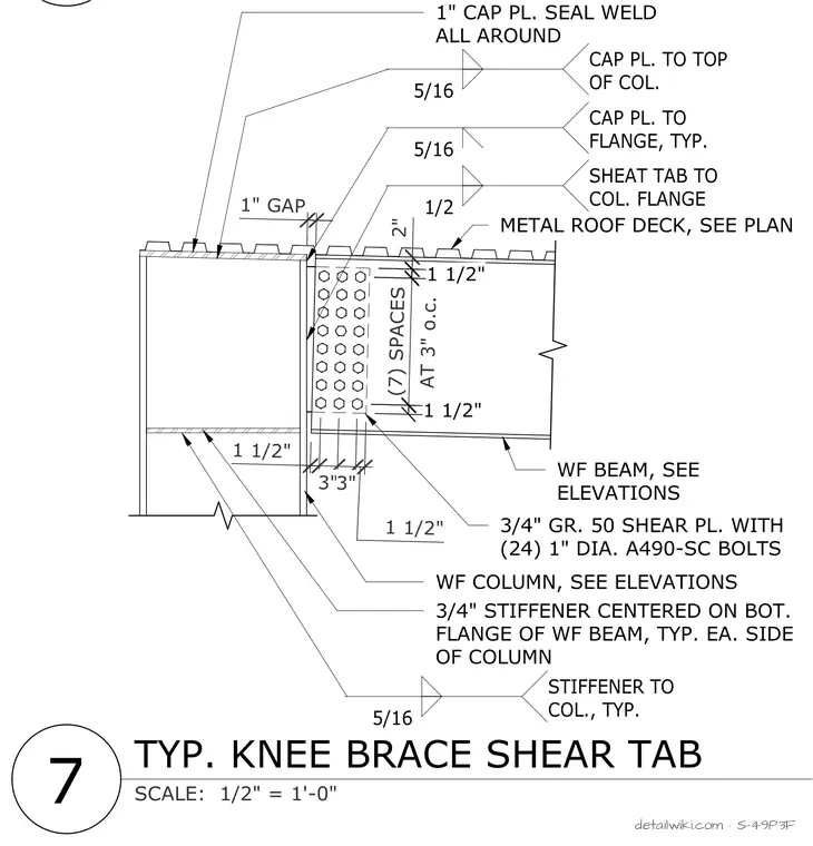 S-49P3F — Typ. Knee Brace Shear Tab