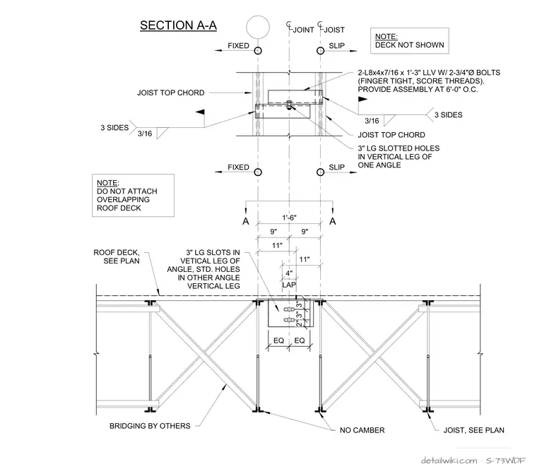 S-73WDF — Expansion Joint Detail At Sister Joist
