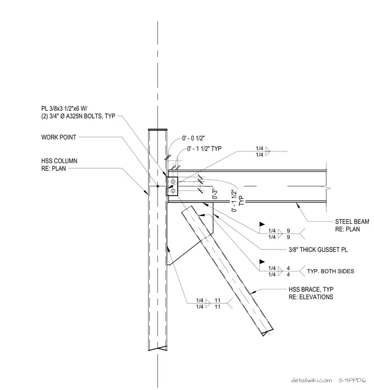 S-9PPD6 — Braced Frame Detail At Penthouse