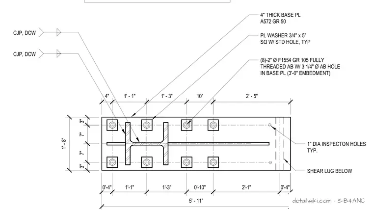 S-B4ANC — Braced Frame Base Plate