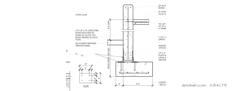 S-B4CTR — Optional Concrete Tilt Panel Retaining / Conc. Tilt Wall At Dumpster Enclosure