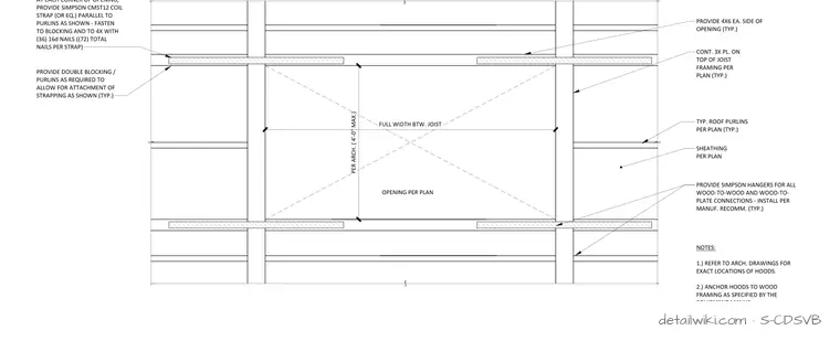 S-CDSVB — Typ. Wood Roof Opening @ Vent Hood Detail