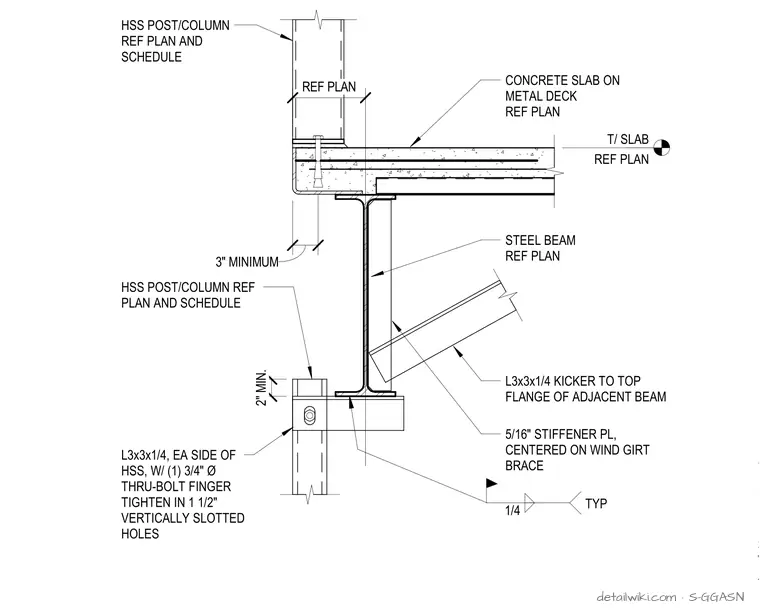 S-GGASN — Elevator Post/Column Slip Connection - Floor Level