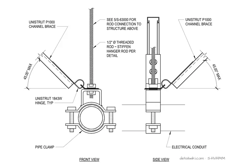S-HVHMM — Conduit Transverse & Longitudinal Bracing Detail