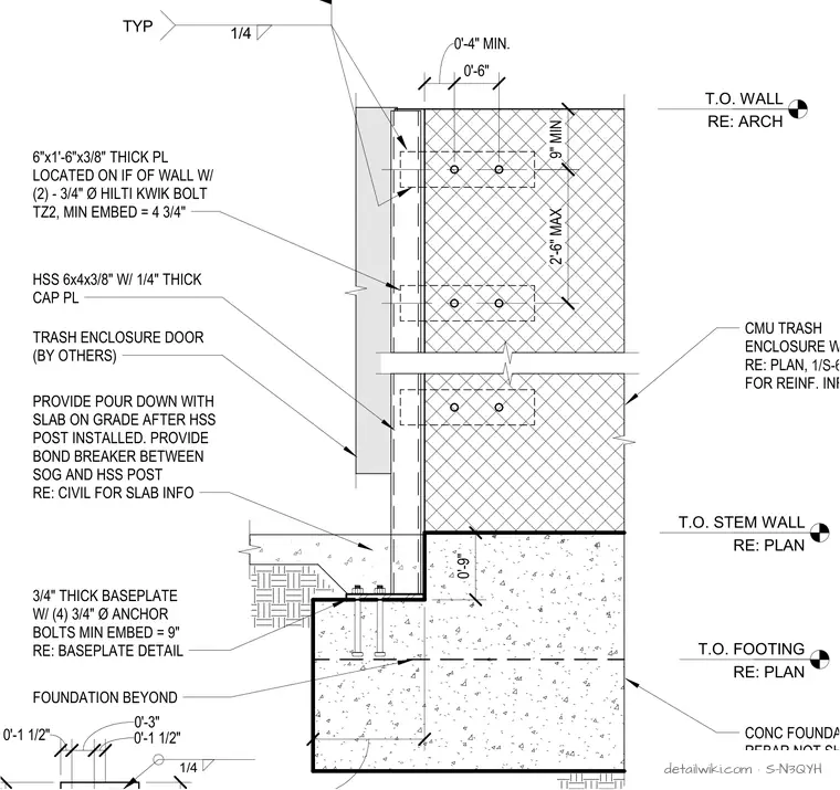 S-N3QYH — Section At Cmu Trash Enclosure Jamb