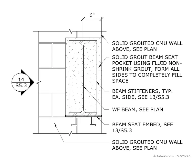 S-QTR2A — Wf Beam Seat At Cmu Wall Section