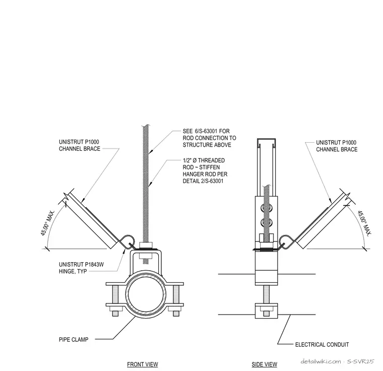 S-SVR25 — Conduit Transverse & Longitudinal Bracing Detail