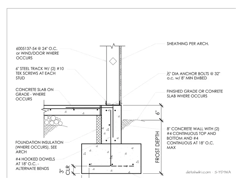 S-TD9XA — Concrete Footing At Window/Stud Wall