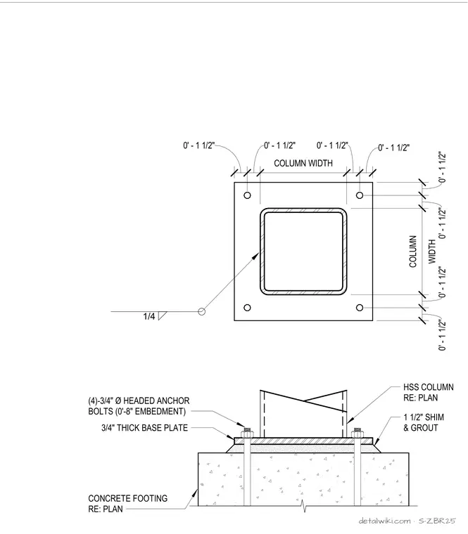 S-ZBR25 — Typical Column Base Plate