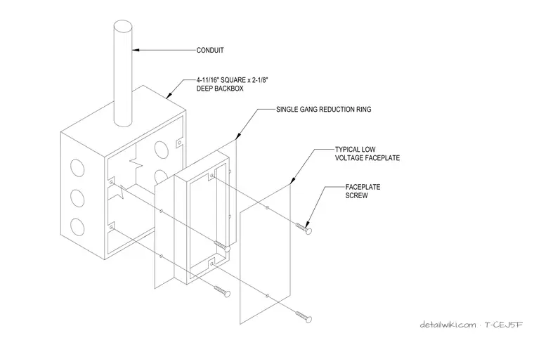 T-CEJ5F — Typical Low Voltage Outlet Back Box Detail